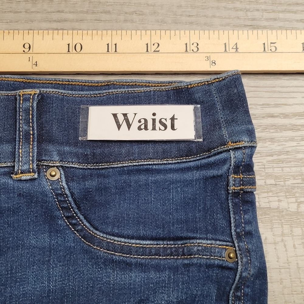 SPANX Jeans Women's S 28x33 Indigo Bootcut Pull‑On Stretch Mid Rise Denim Boho - Picture 5 of 16